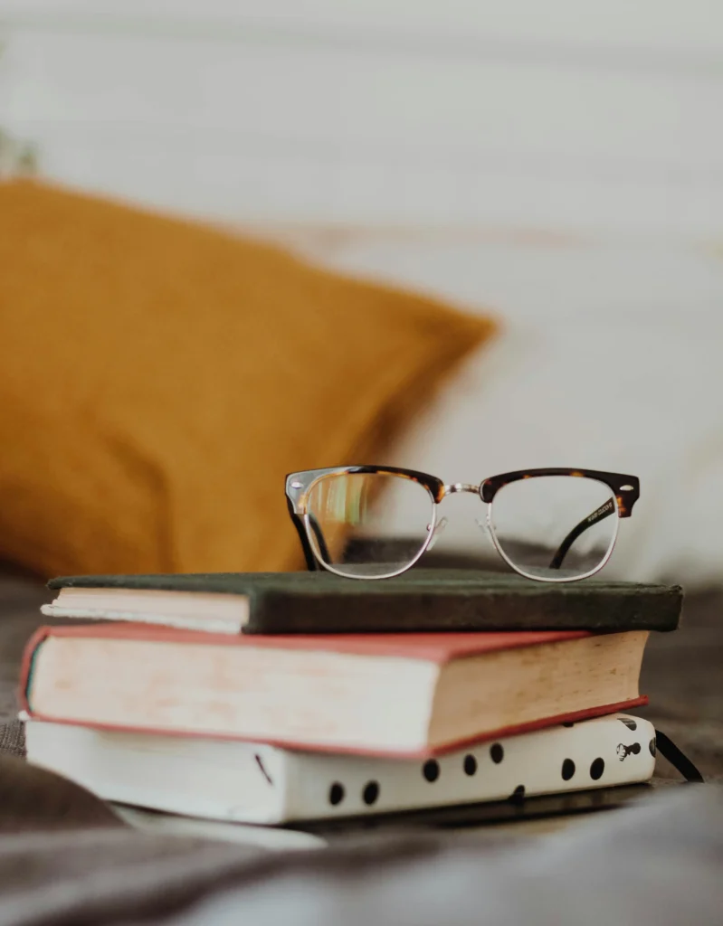 glass with book